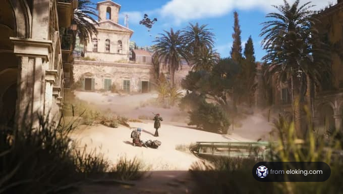 A thrilling scene from a desert adventure game.