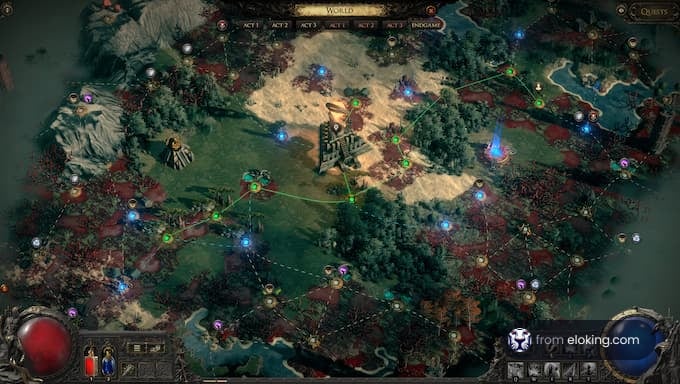 World map from Diablo 4 showing Act 2 strategy locations.