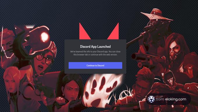 Discord app launch screen featuring Valorant characters