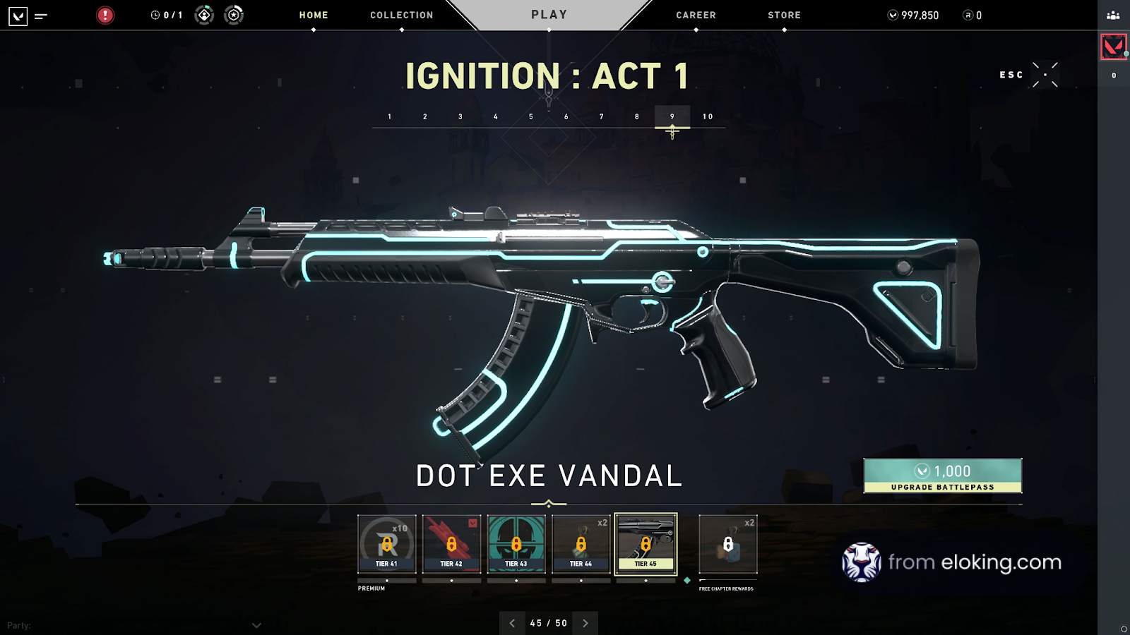 In-game screenshot of the Dot EXE Vandal weapon skin in Valorant