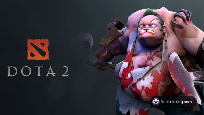 Dota 2 character Pudge with a bloody apron and malicious expression.