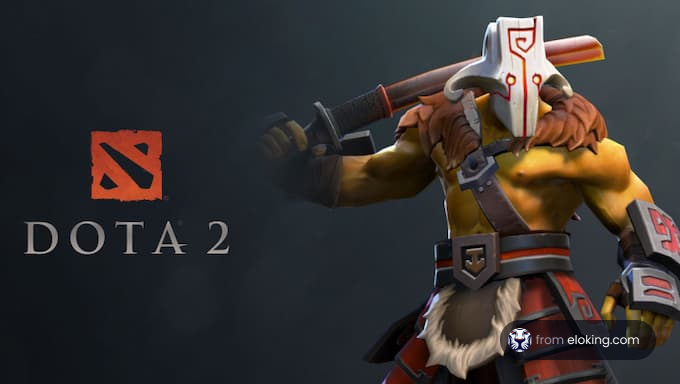 A powerful Dota 2 character wielding a weapon