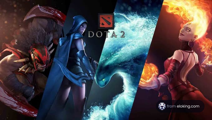 Dota 2 game characters in dynamic poses