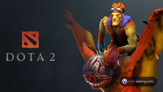 A Dota 2 character riding a bat