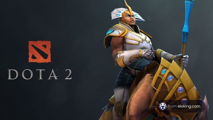 A Dota 2 hero riding a majestic horse.