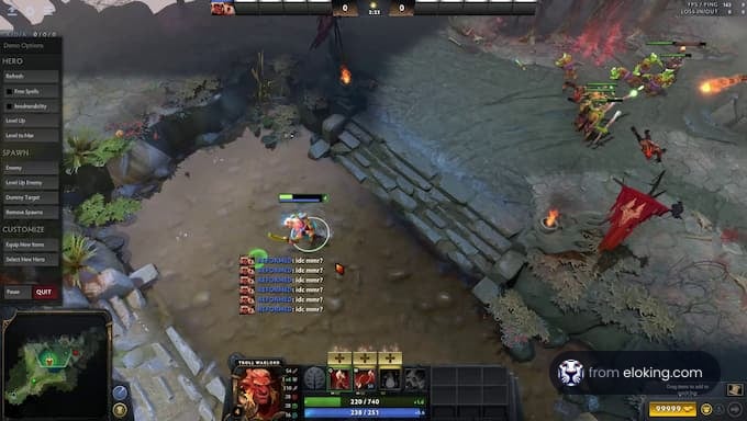 Dota 2 gameplay showing a hero engaging in battle