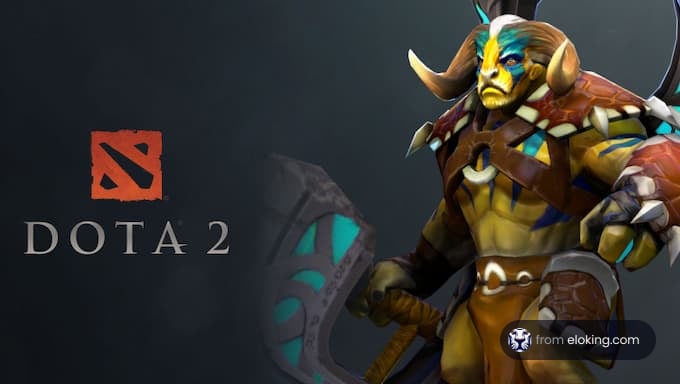 A character from Dota 2 in a battle-ready pose.