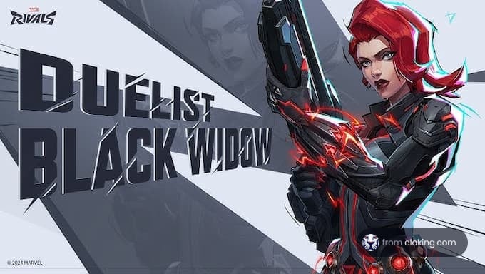 Duelist Black Widow from Marvel Rivals wielding a weapon