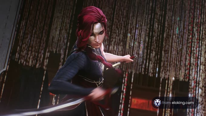 Dynamic female warrior hero in action