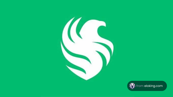Stylized eagle logo on a green background