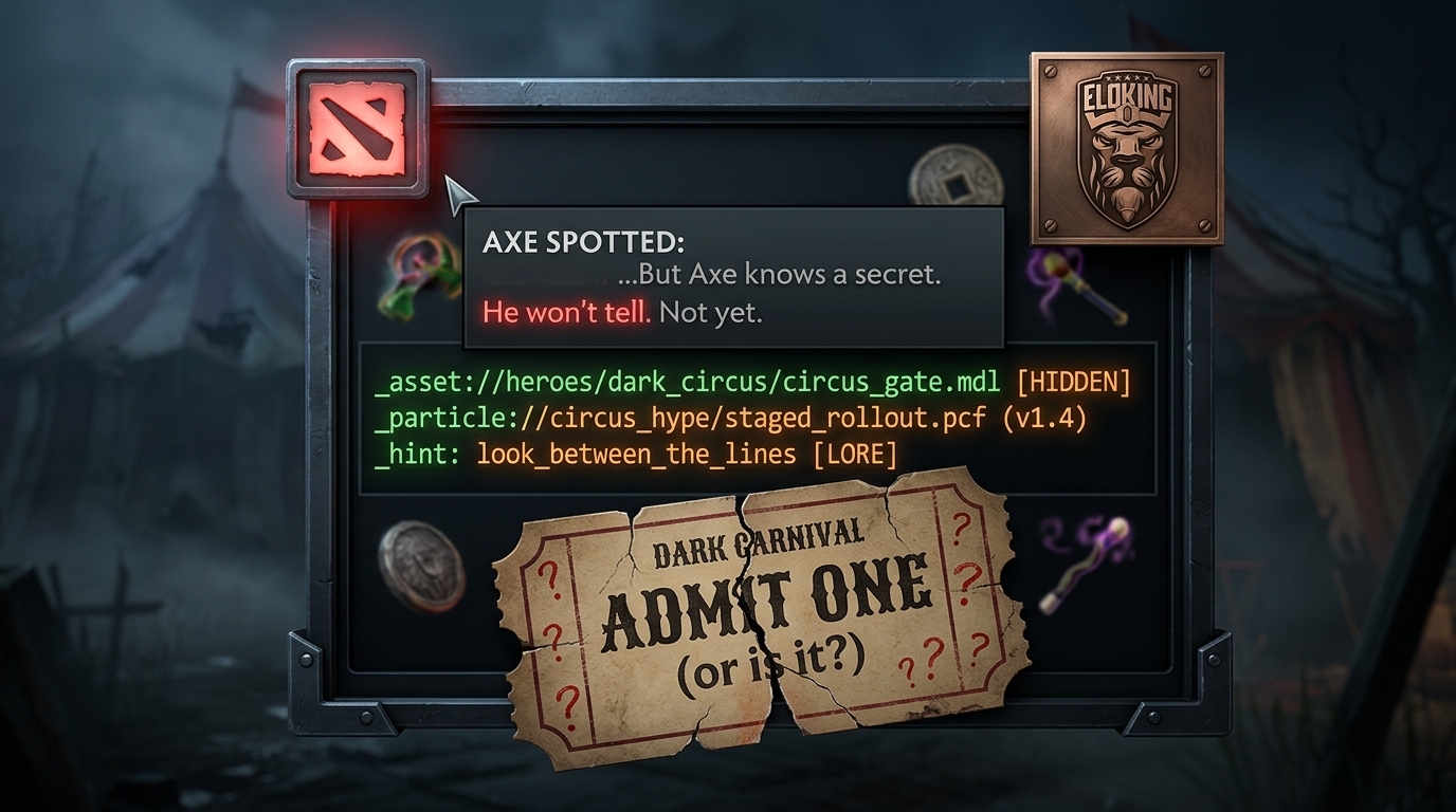 Dota 2 tooltip and datamine clues with a Dark Carnival sign