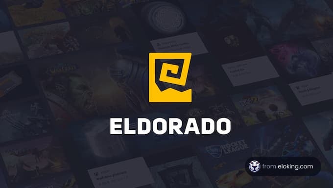 Eldorado logo over a blurred background of various game covers