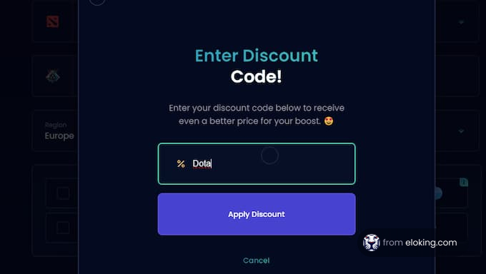 Screenshot of a discount code entry interface with an 'Apply Discount' button