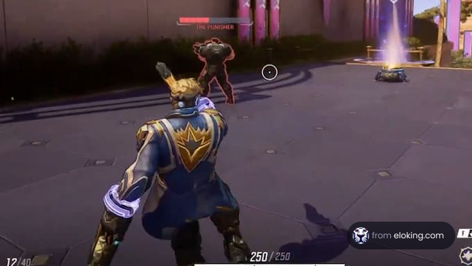 An intense battle scene in a colorful arena