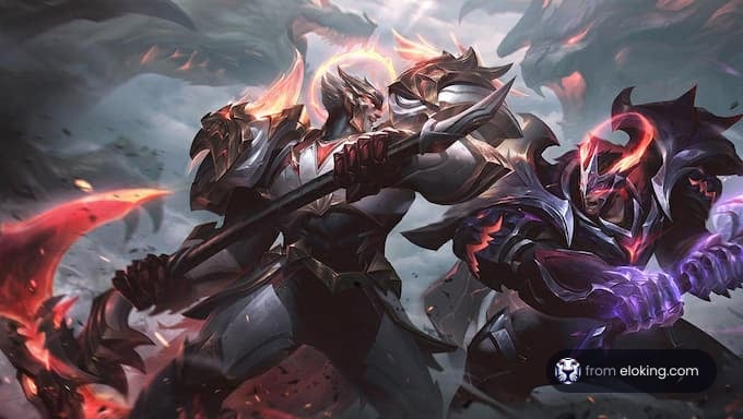 An epic battle between two fantasy characters.
