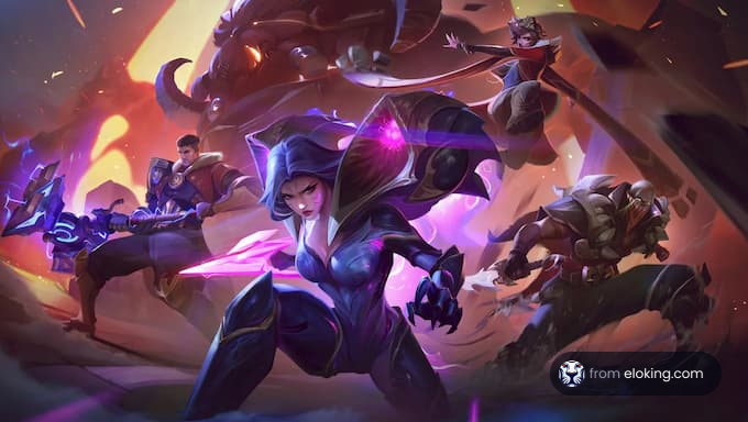 Dynamic action scene featuring various fantasy characters