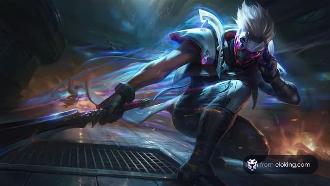 An epic character fight scene with a warrior in action.