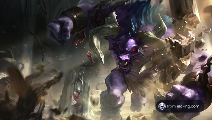 A fierce fantasy monster attacking amidst a chaotic battle scene