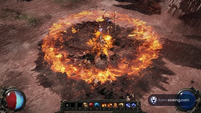 An epic fire effect in a battle scene