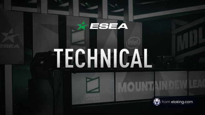 ESEA and Intel logos displayed at the Mountain Dew League event showcasing technical setup