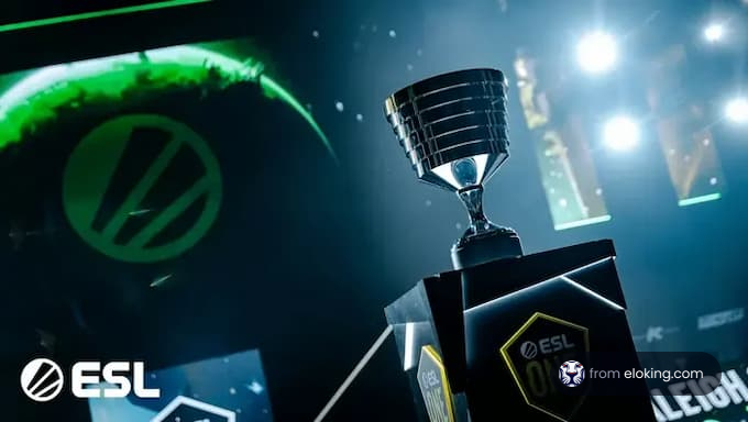 ESL esports trophy showcased in a competitive setting