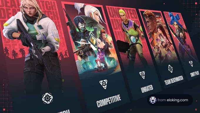 E-sports characters lined up for selection on a gaming interface