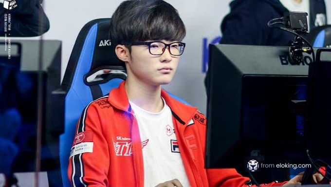 Young esports player focused during a gaming tournament