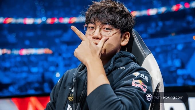 An esports player making a fun hand gesture