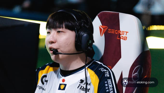 A focused esports player during a gaming event