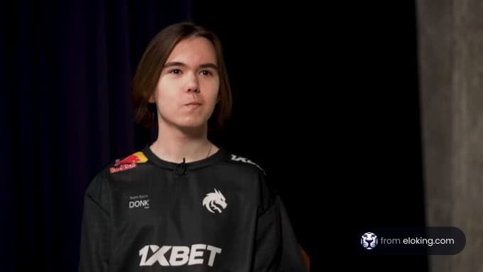 Esports player interview wearing a team jersey