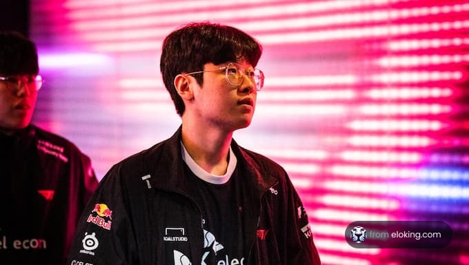 An esports player on stage during a competition.