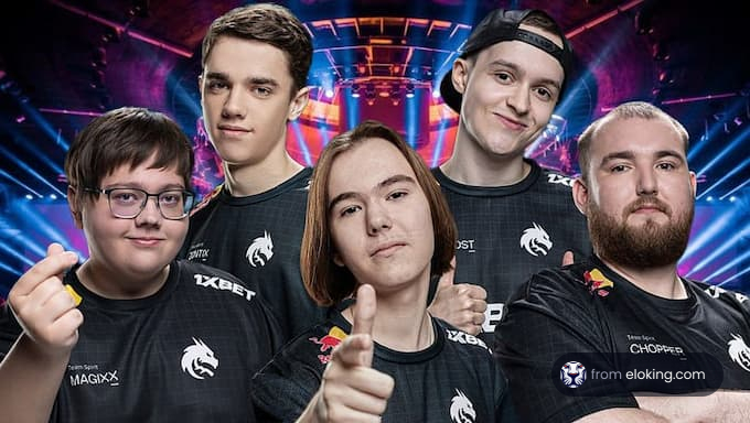 Esports team celebrating at an event