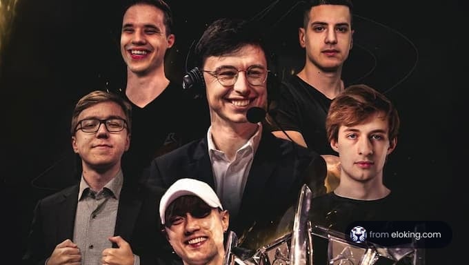 A group of esports champions celebrating their victory