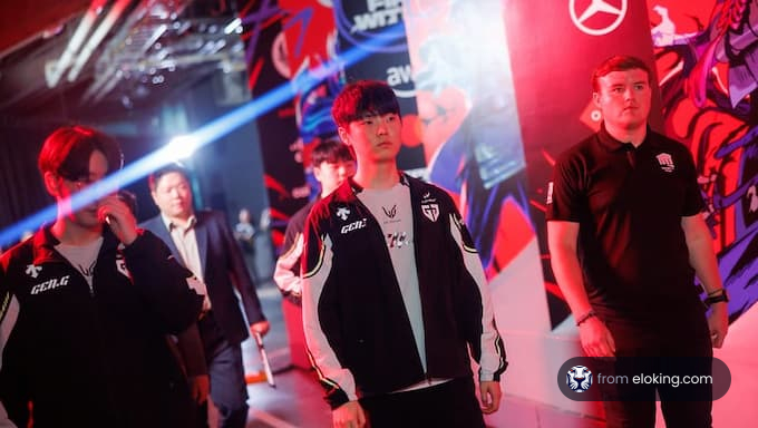 Esports team entering the arena with focused expressions