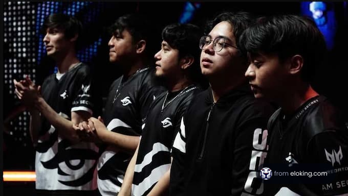 A team of esports players preparing for a competition