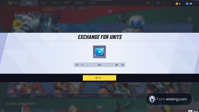 Exchange for units interface in a game