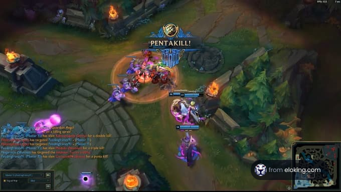 Exciting moment in a MOBA game showing a Pentakill