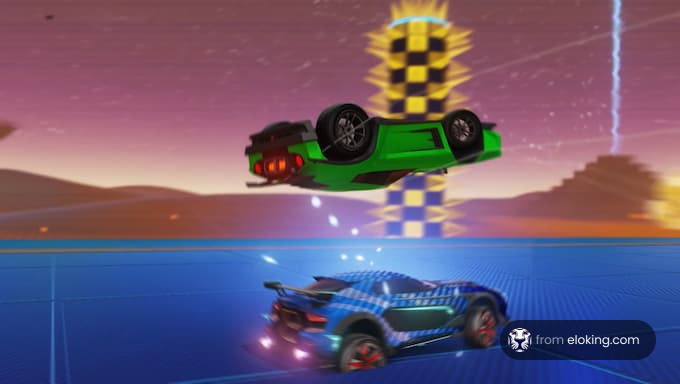 Exciting Rocket League cars racing in a competition