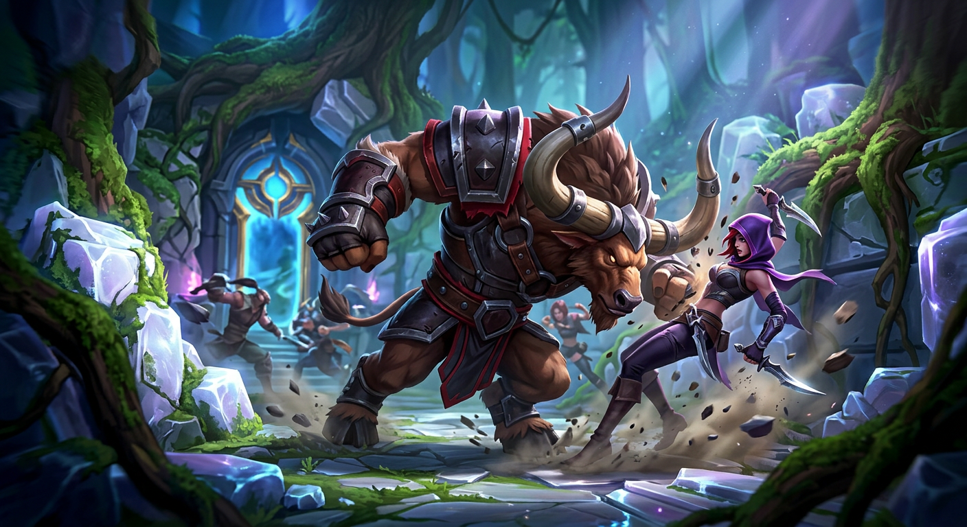 Alistar smashing into an enemy in an Arena fight
