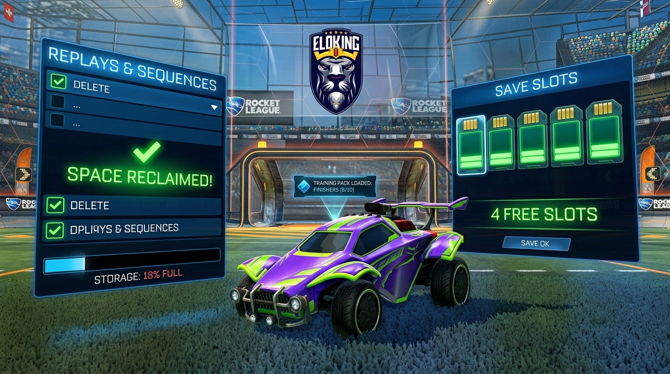 Rocket League save menu with freed slots after deleting old replays