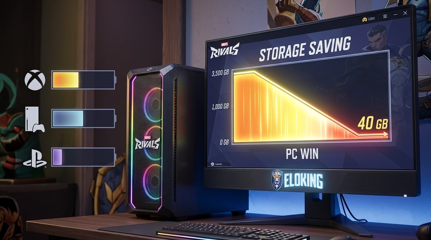 Marvel Rivals PC storage savings shown on a desktop launcher screen