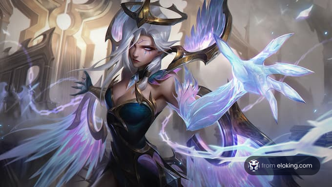 A powerful fantasy character with magical wings and an intense expression.