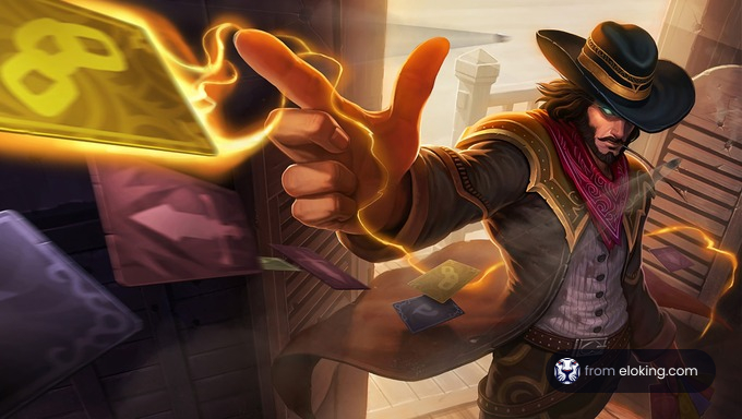 Fantasy cowboy casting a magic spell with a glowing hand
