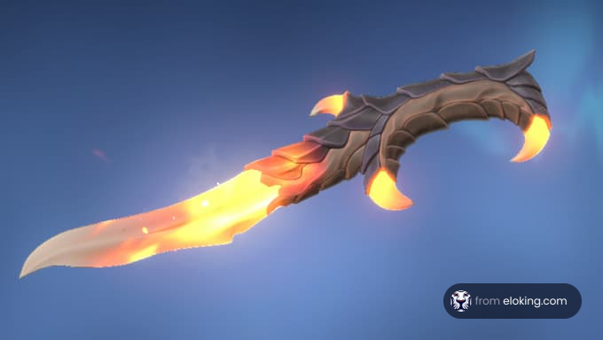 A fantasy knife with a flaming blade.