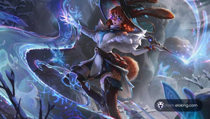 Fantasy fox warrior in a magical battle