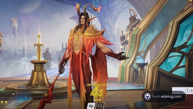 A fantasy hero character in an Overwatch-style setting