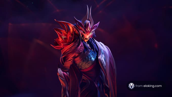 A mystical fantasy character in a dramatic pose