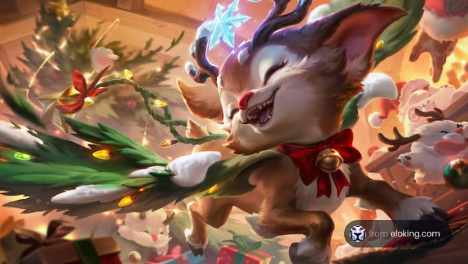 A joyful animal celebrating the festive season with decorations.