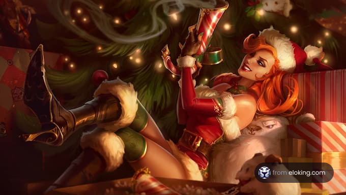 A joyful woman in a Santa costume enjoying the festive season.