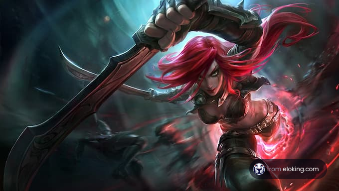 A fierce fighter in a dynamic pose with a sword.